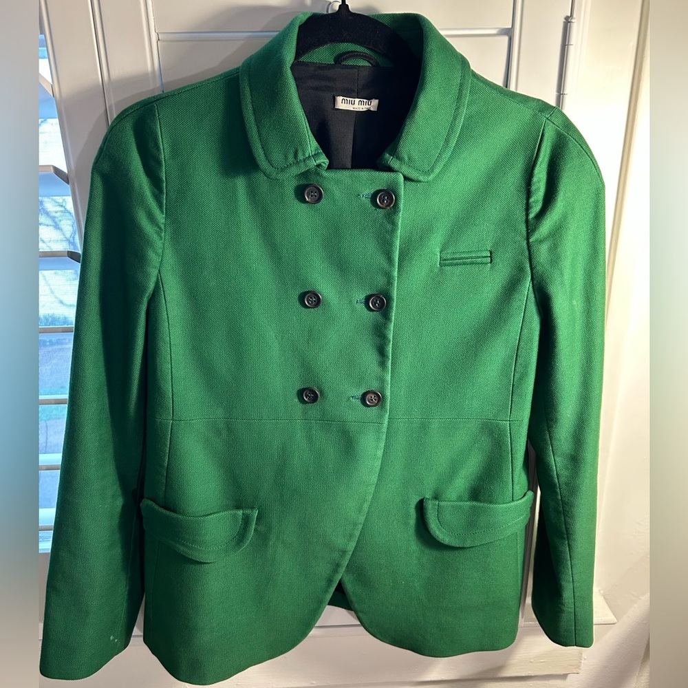 Vintage Miu Miu Blazer, Kelly Green, Sz 44/US 6-8 EUC